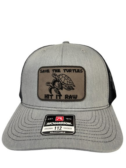 Save The Turtles Hit It Raw Hat - Funny Comedy Hat - Plastic Straws Environment - Beach Hats For Men - Fathers Day Christmas Birthday Gift For Dad Husband Son Boyfriend - Richardson 112 Trucker Hat