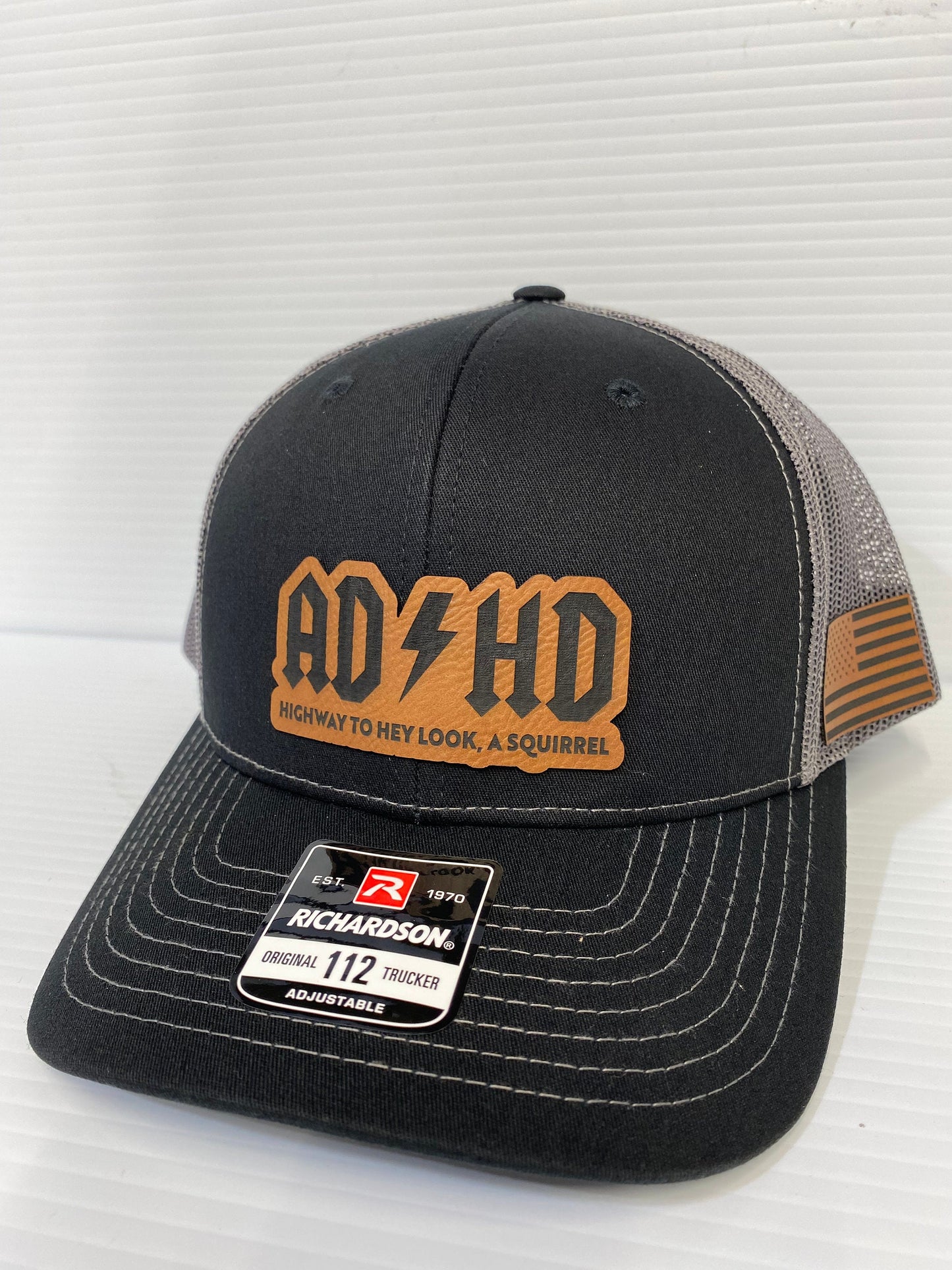 ADHD Hat: Laser Engraved Leather Patch, Richardson 112 Snapback