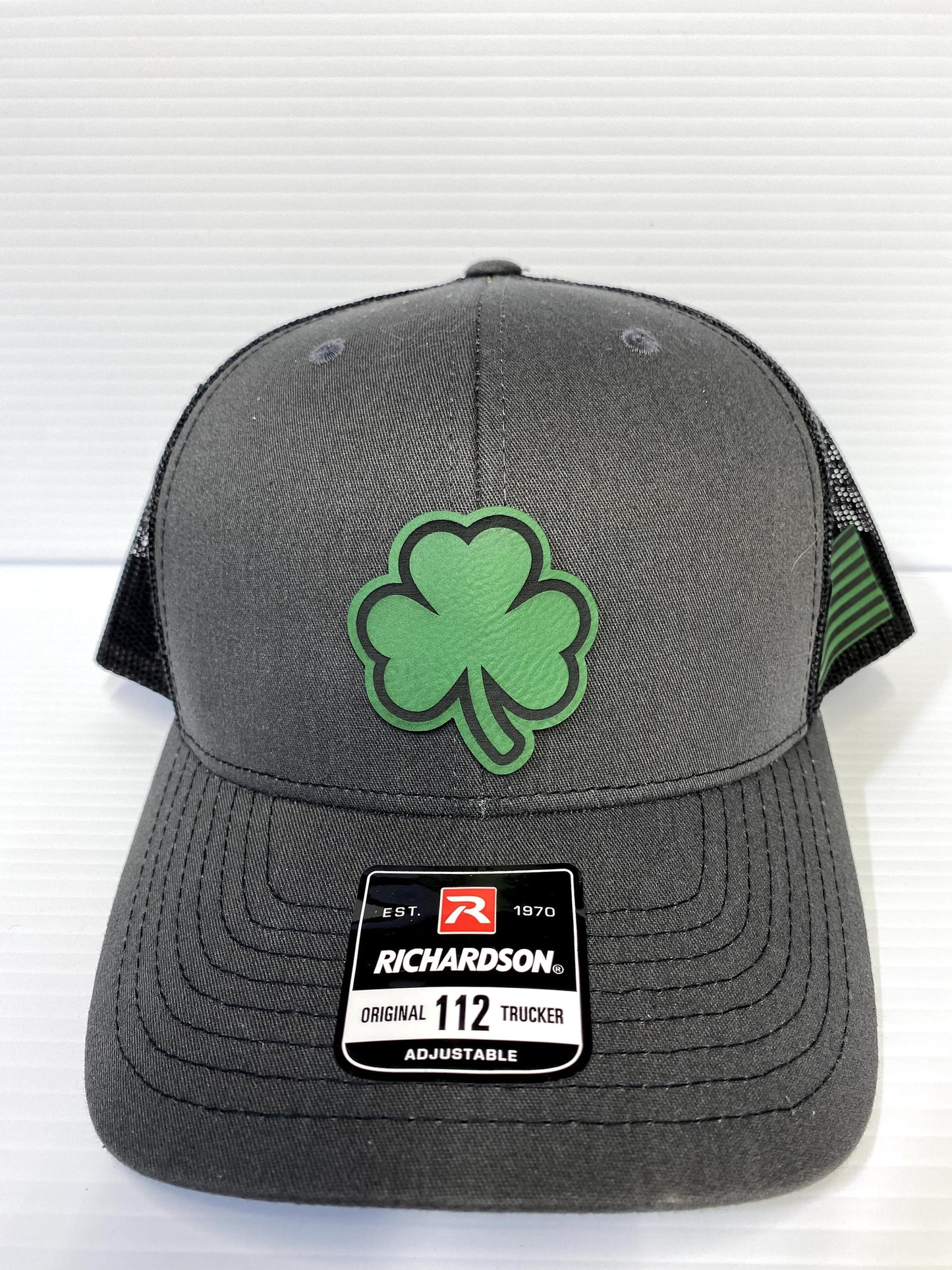 Shamrock Leather Patch Trucker Hat - St. Patrick's Day Irish Baseball Cap