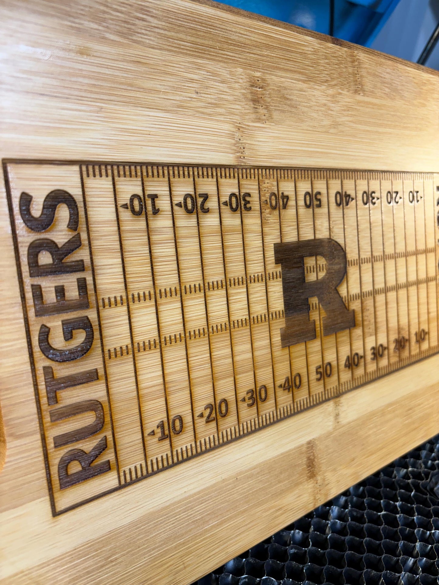 Rutgers University Bamboo Cutting Board: Laser Engraved Charcuterie Board (13x9)
