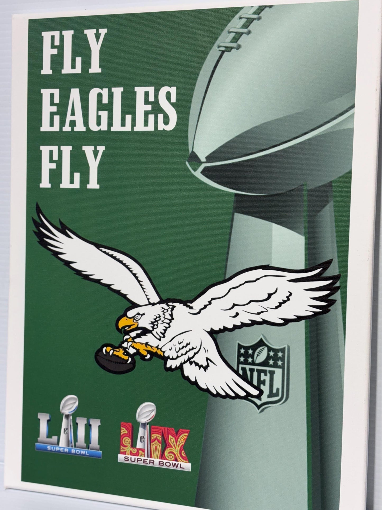 Philadelphia Eagles Super Bowl Canvas: Kelly Green Football Art (12x16)
