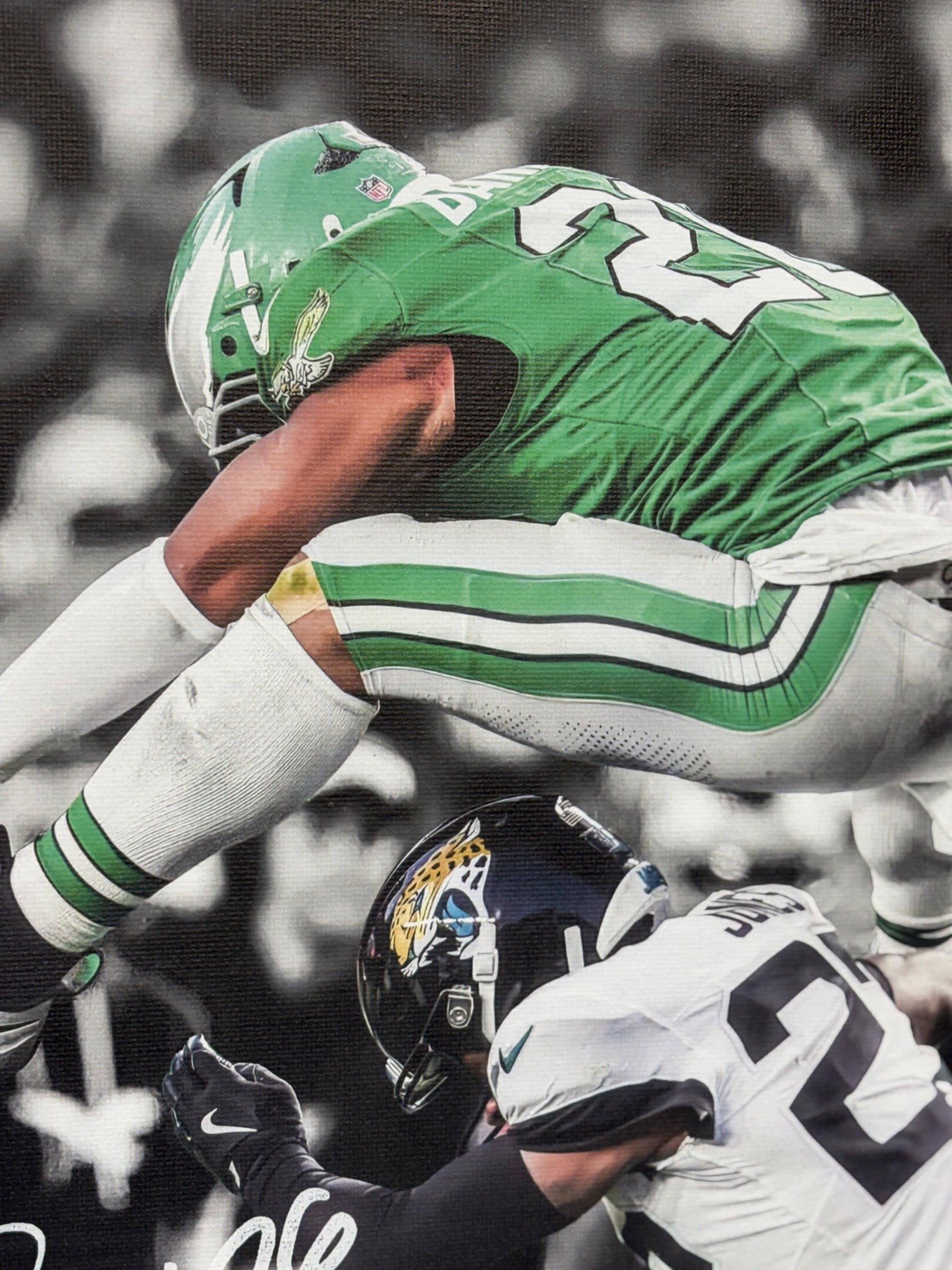 Saquon Barkley Reverse Hurdle Canvas: Philadelphia Eagles Man Cave Art