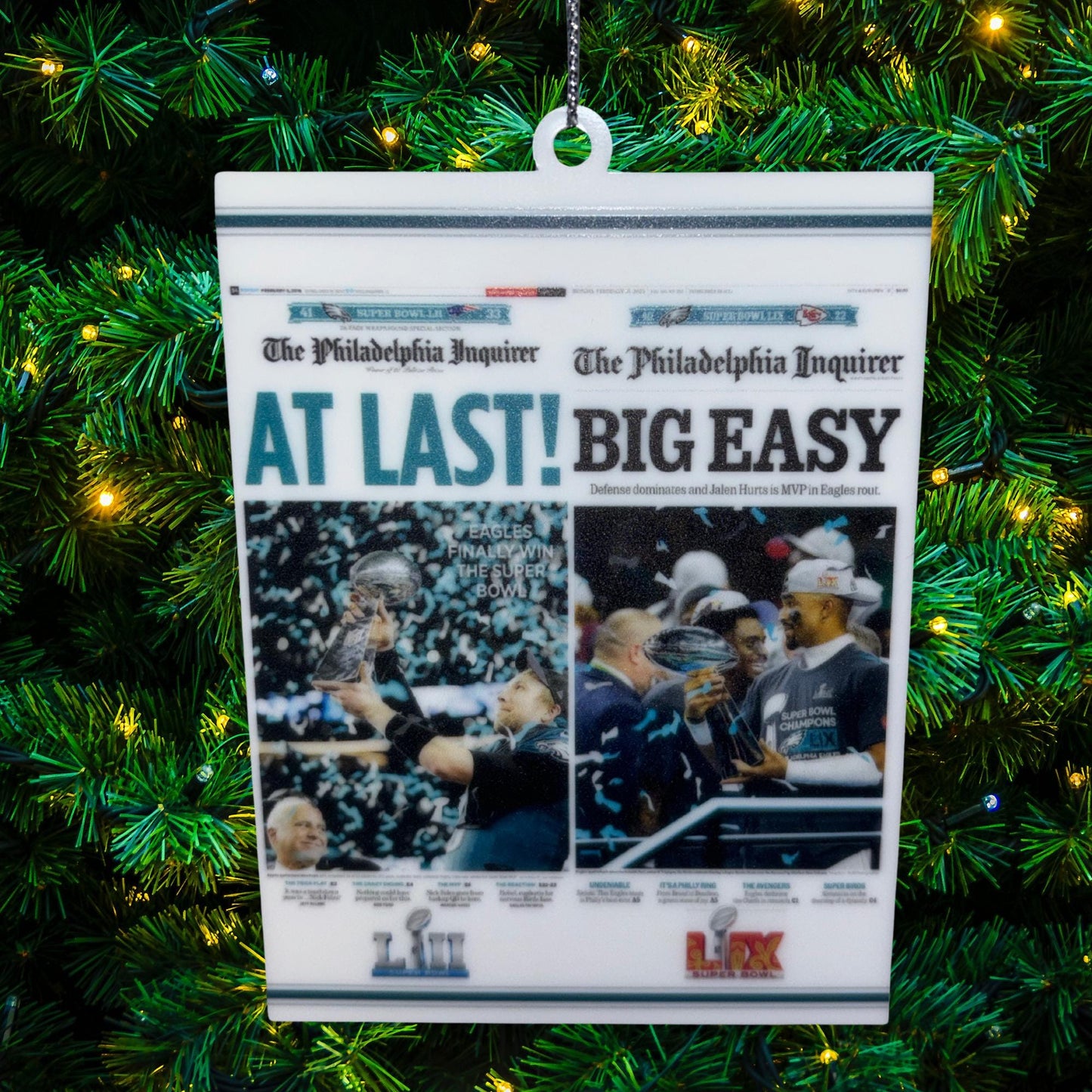 Saquon Barkley Ornament: Eagles Football, Backward Hurdle Play