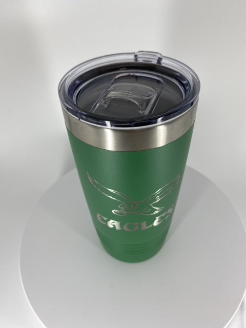 Kelly Green Eagles 20 oz Double Wall Insulated Tumbler (Double Sided)