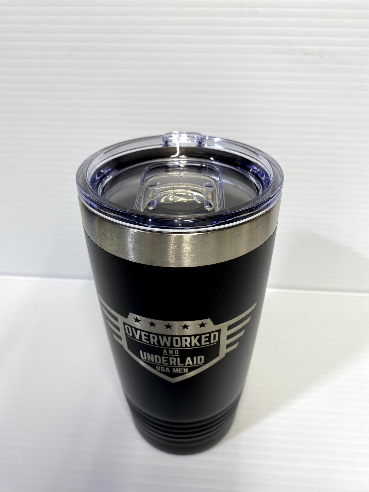 Overworked And Underlaid Hat Tumbler, 20 oz Overworked And Underlaid Tumbler (DOUBLE SIDED)