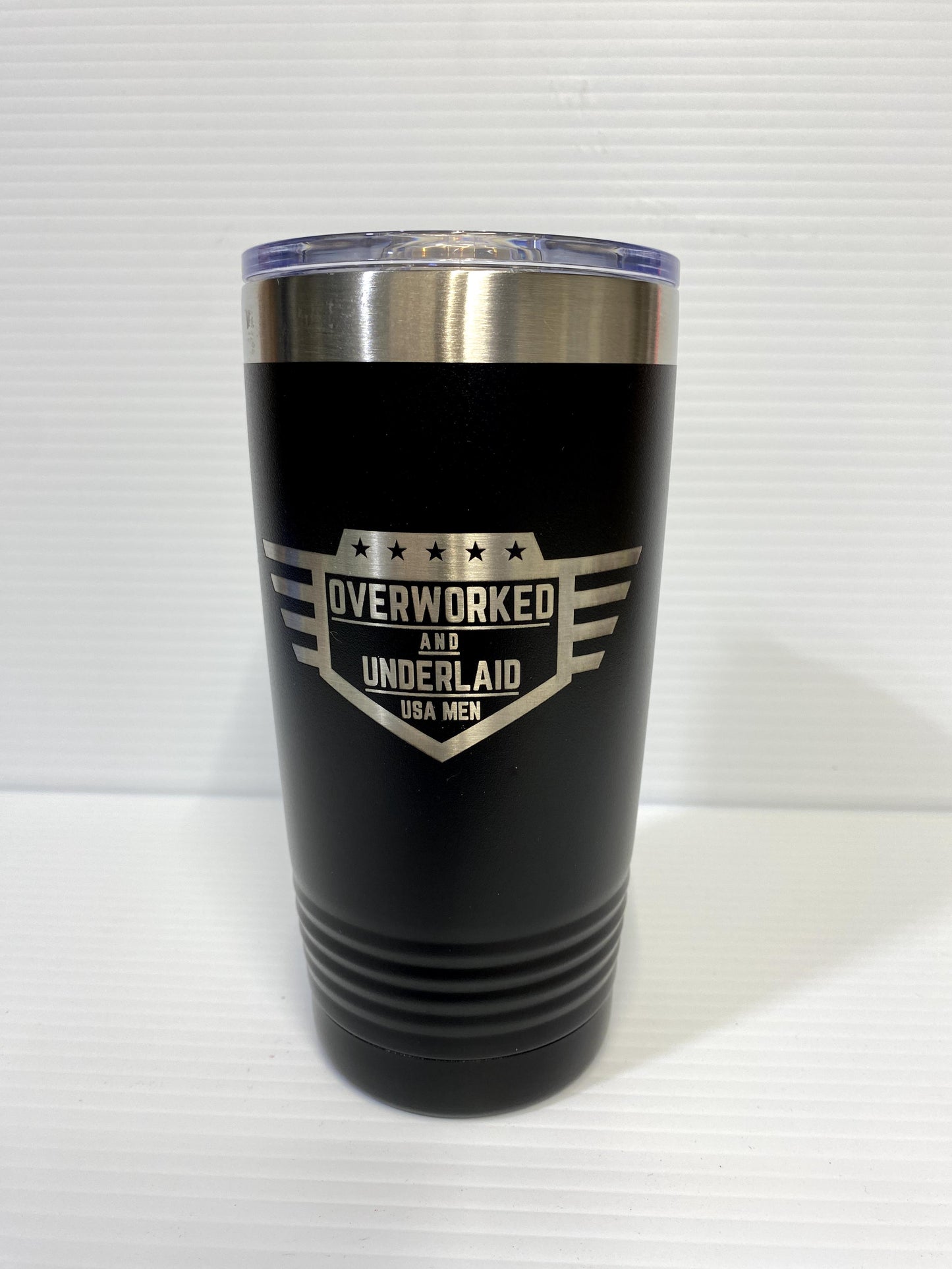 Overworked And Underlaid Hat Tumbler, 20 oz Overworked And Underlaid Tumbler (DOUBLE SIDED)