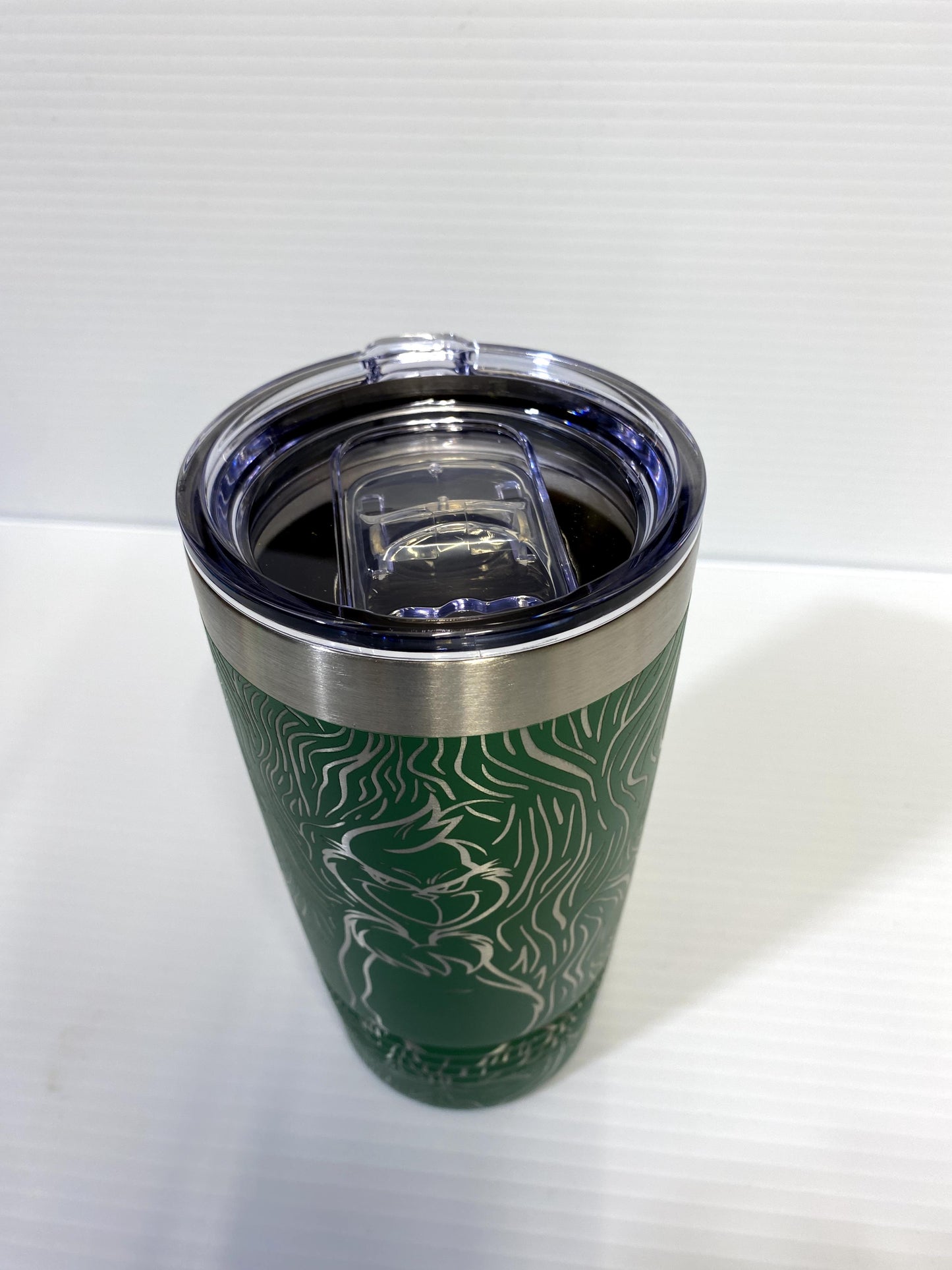 Merry Grinchmas Full Wrap engraved on 20oz Green Tumbler. Christmas, Grinchmas, Fun Cups.