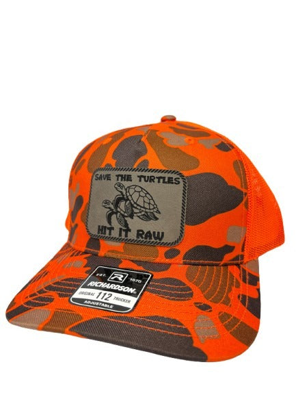 Save The Turtles Hit It Raw Hat - Funny Comedy Hat - Plastic Straws Environment - Beach Hats For Men - Fathers Day Christmas Birthday Gift For Dad Husband Son Boyfriend - Richardson 112 Trucker Hat