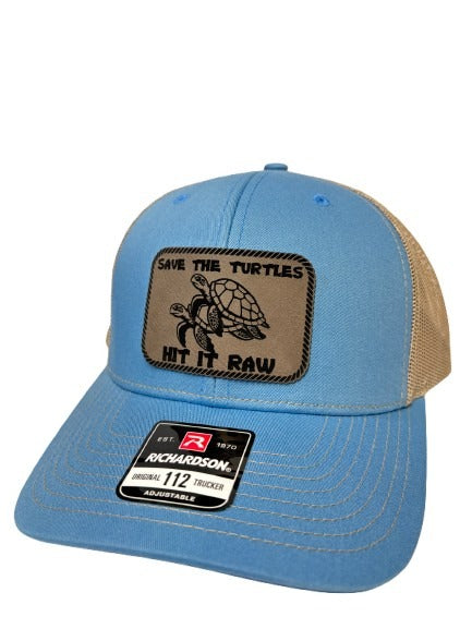 Save The Turtles Hit It Raw Hat - Funny Comedy Hat - Plastic Straws Environment - Beach Hats For Men - Fathers Day Christmas Birthday Gift For Dad Husband Son Boyfriend - Richardson 112 Trucker Hat