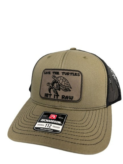 Save The Turtles Hit It Raw Hat - Funny Comedy Hat - Plastic Straws Environment - Beach Hats For Men - Fathers Day Christmas Birthday Gift For Dad Husband Son Boyfriend - Richardson 112 Trucker Hat