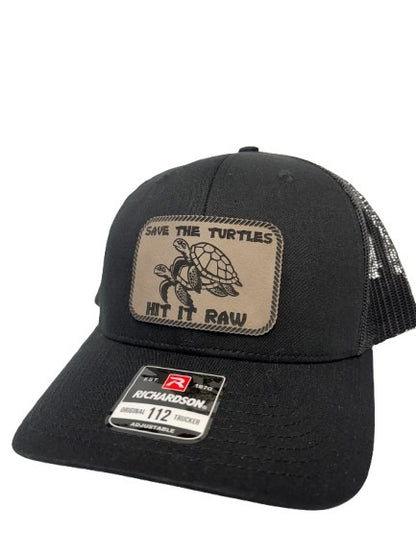 Save The Turtles Hit It Raw Hat - Funny Comedy Hat - Plastic Straws Environment - Beach Hats For Men - Fathers Day Christmas Birthday Gift For Dad Husband Son Boyfriend - Richardson 112 Trucker Hat