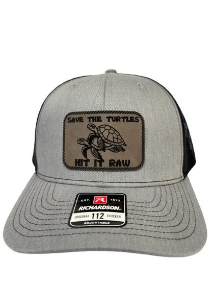Save The Turtles Hit It Raw Hat - Funny Comedy Hat - Plastic Straws Environment - Beach Hats For Men - Fathers Day Christmas Birthday Gift For Dad Husband Son Boyfriend - Richardson 112 Trucker Hat