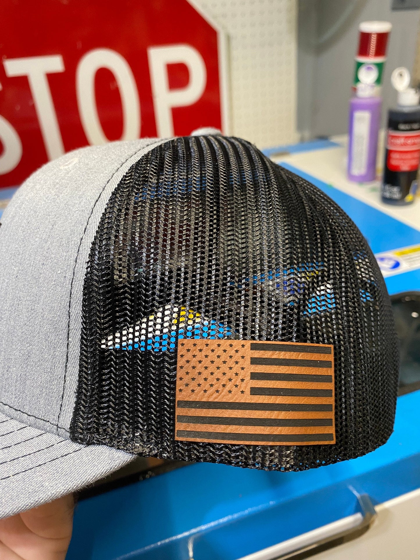 Trump 2024 Mugshot Leather Patch Richardson 112 Trucker Hat