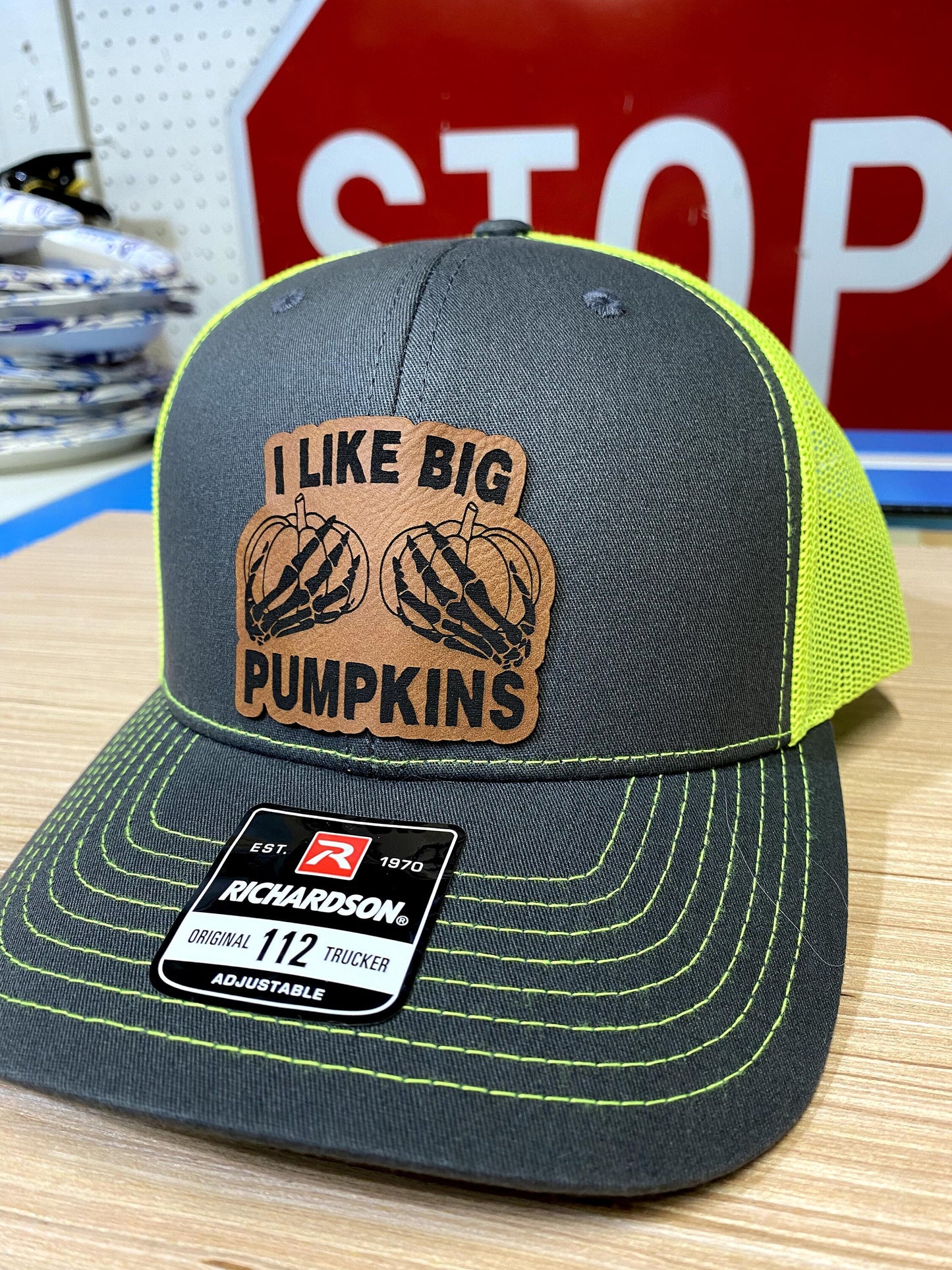 Funny Halloween Leather Patch Richardson Snapback Hat
