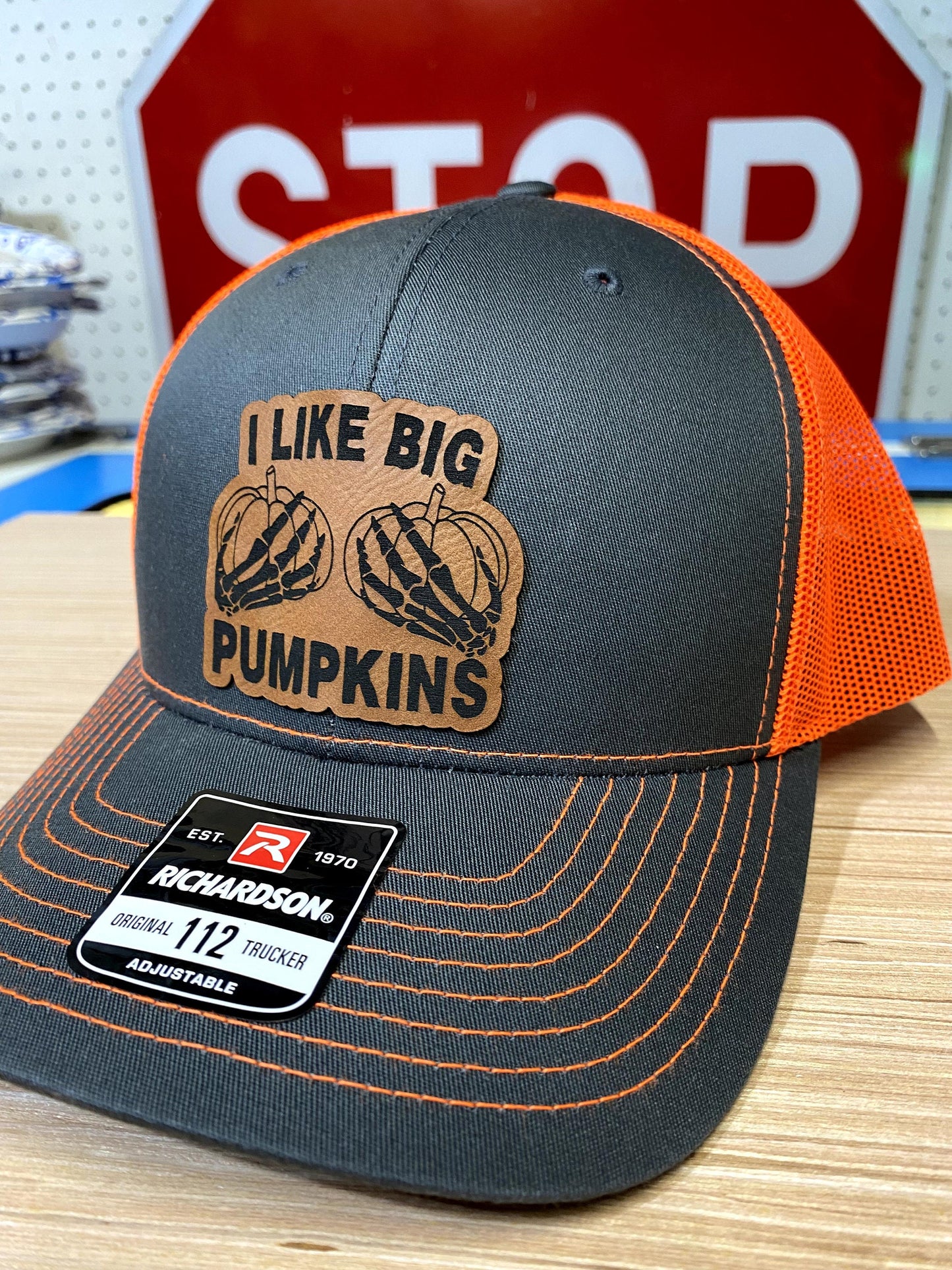 Funny Halloween Leather Patch Richardson Snapback Hat