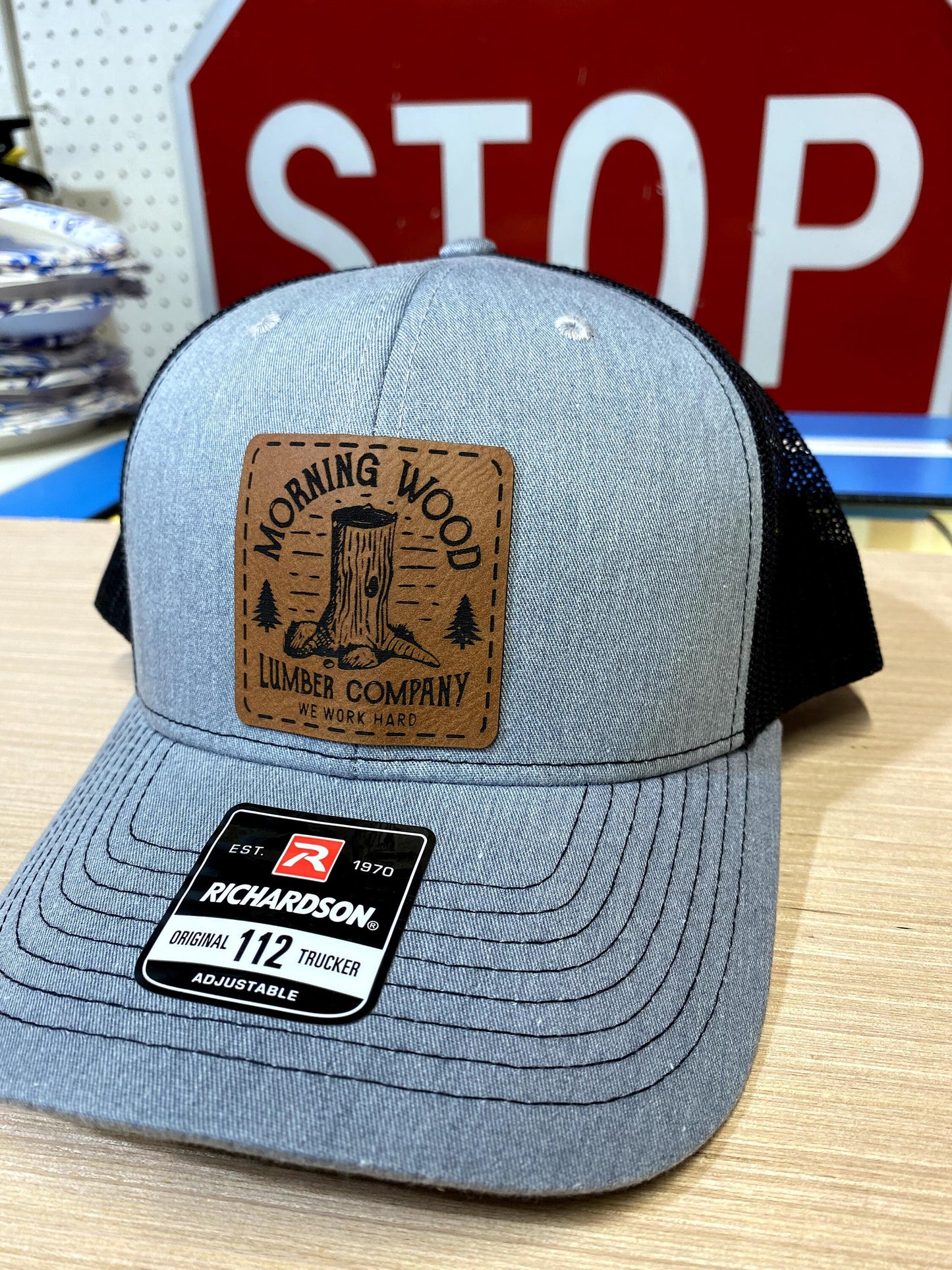 Morning Wood Leather Patch Trucker Hat