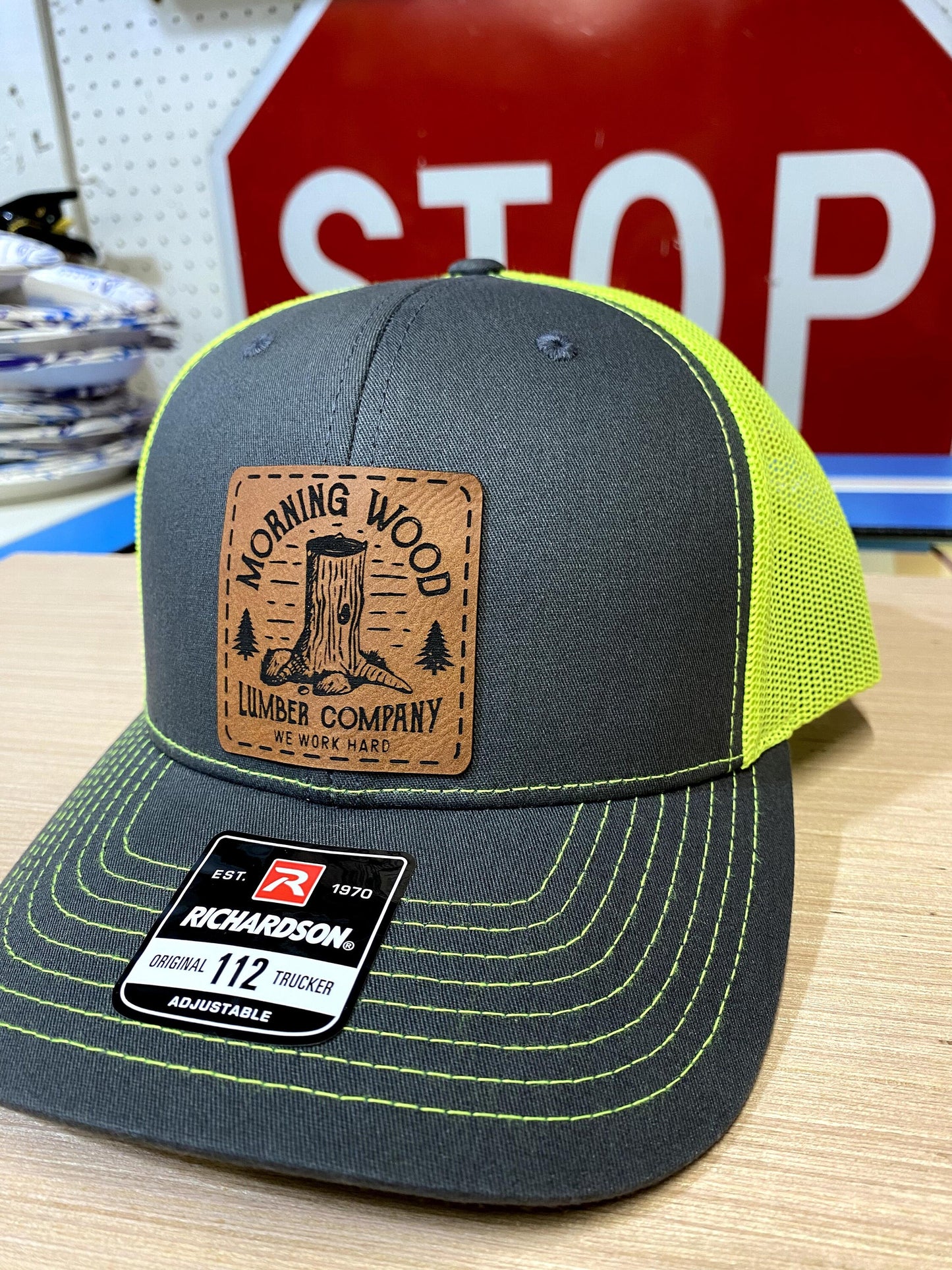 Morning Wood Leather Patch Trucker Hat