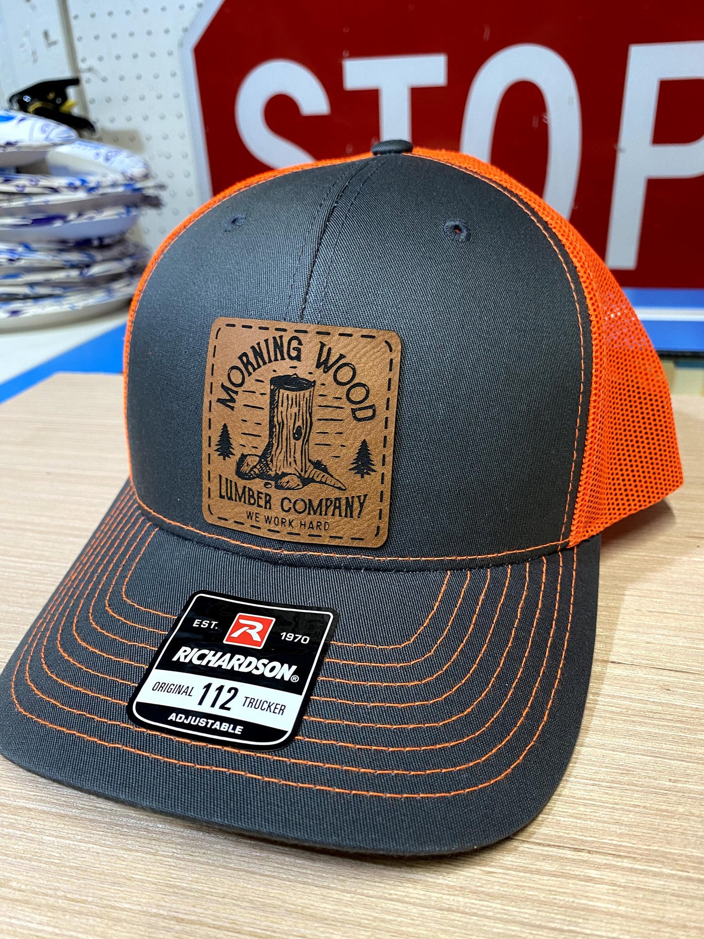 Morning Wood Leather Patch Trucker Hat