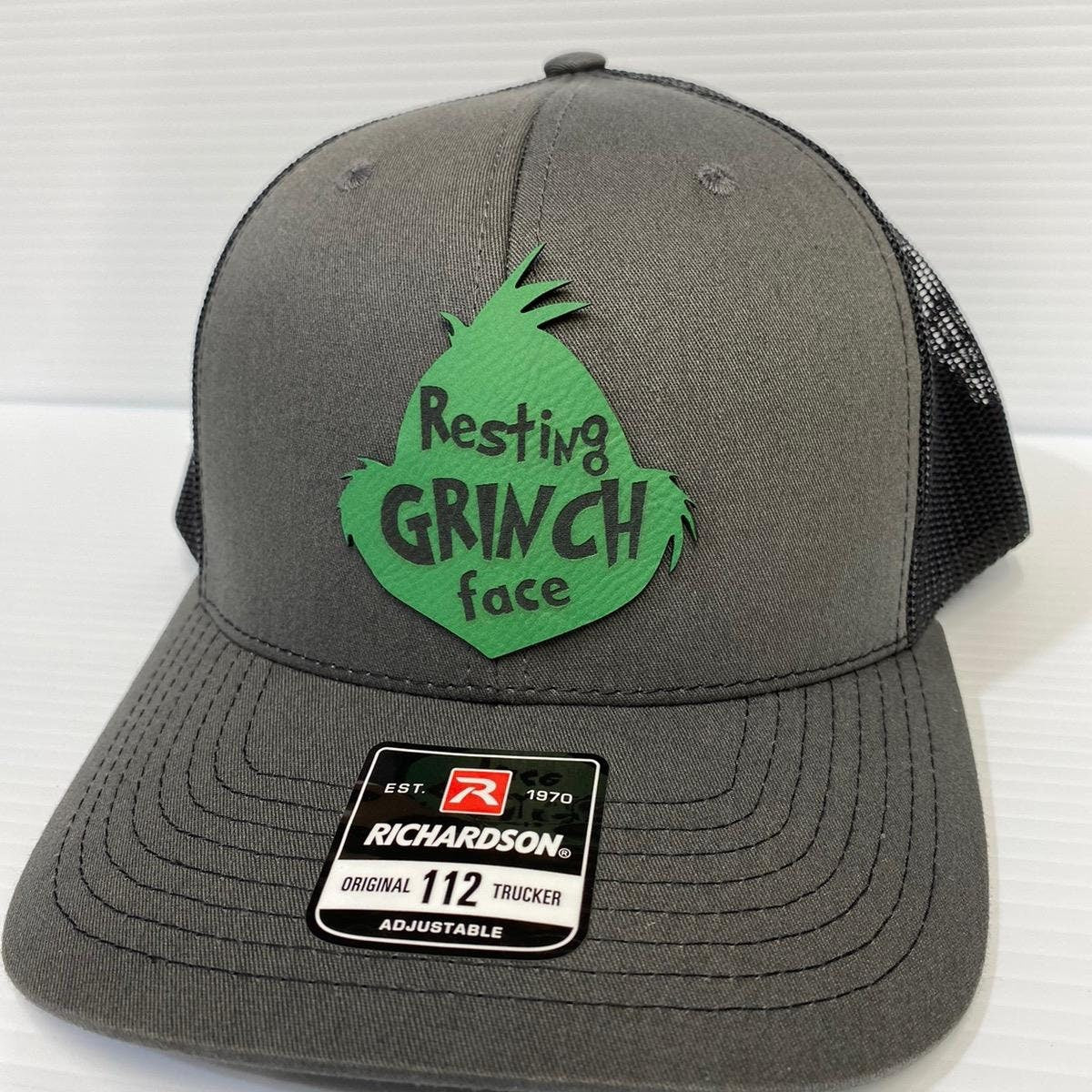 Grinch Face Leather Patch Hat - Dr. Seuss Engraved Hat