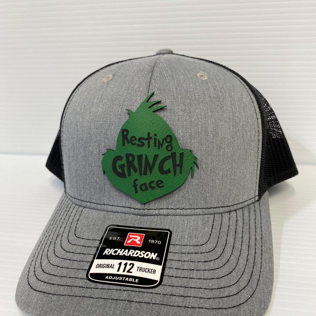 Grinch Face Leather Patch Hat - Dr. Seuss Engraved Hat