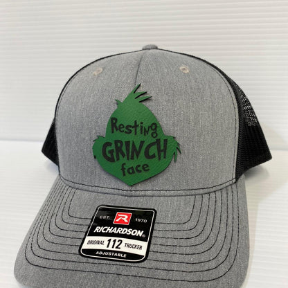 Grinch Face Leather Patch Hat - Dr. Seuss Engraved Hat