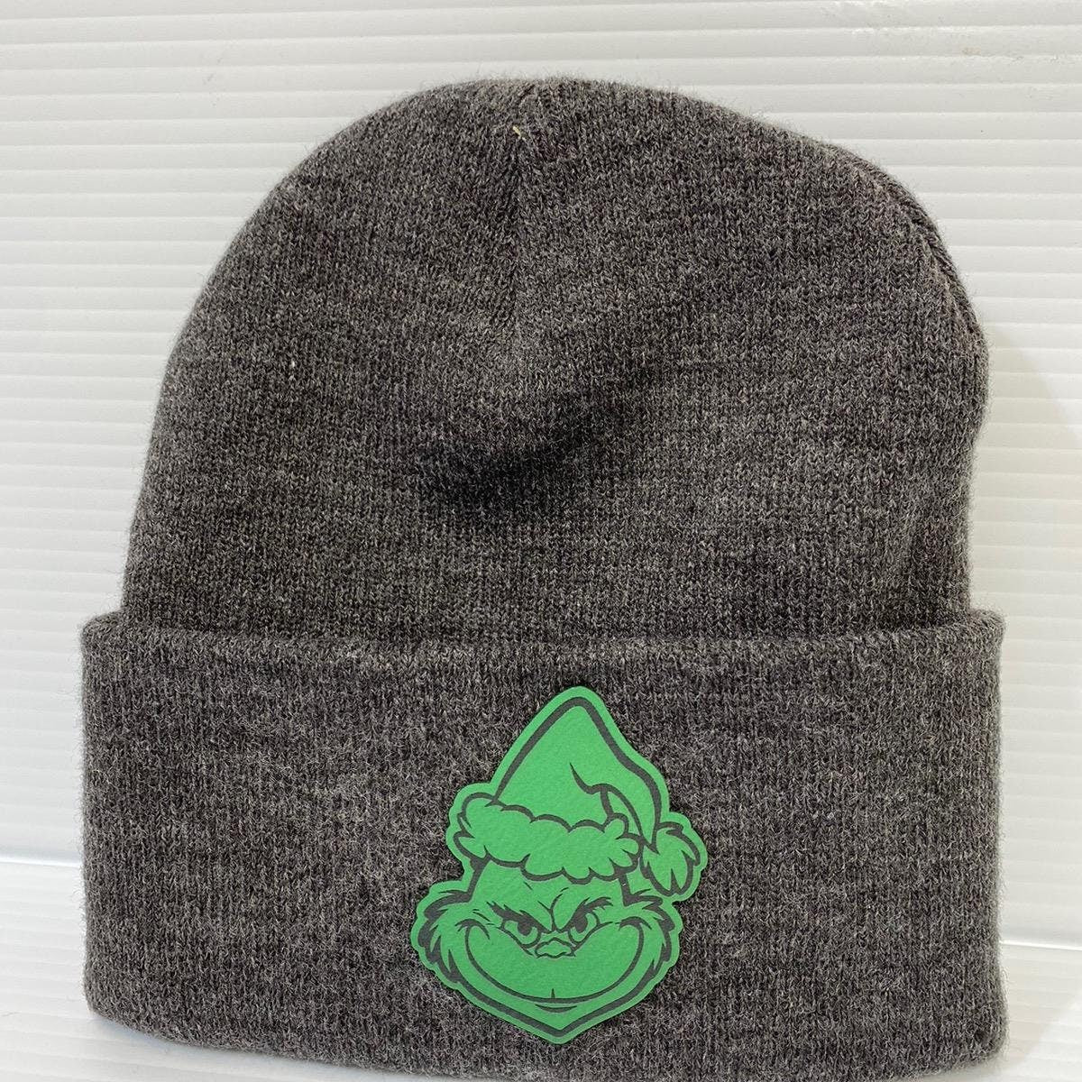 Grinch Face Leather Patch Trucker Hat