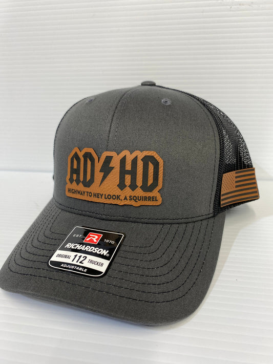ADHD Hat: Laser Engraved Leather Patch, Richardson 112 Snapback