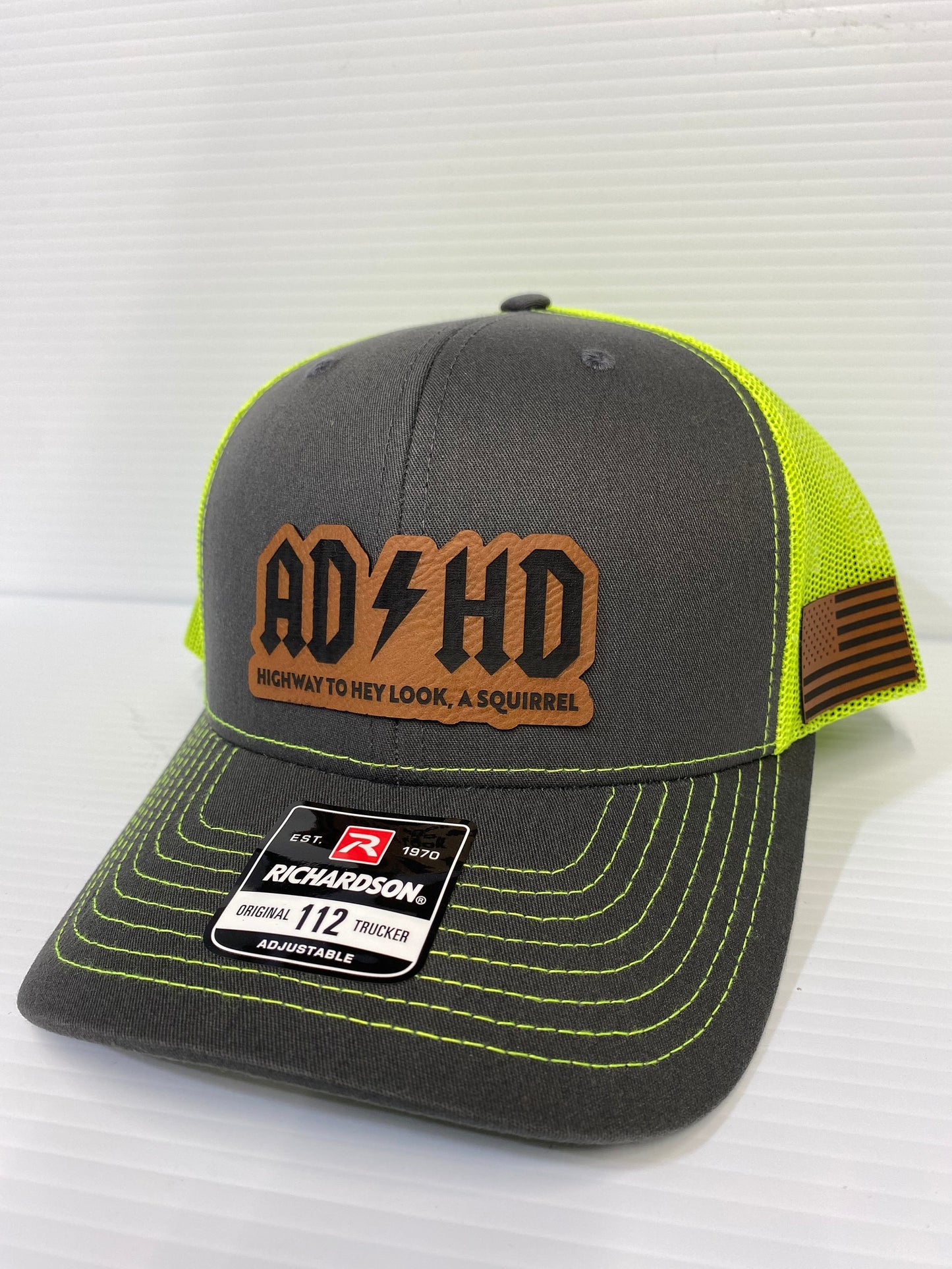 ADHD Hat: Laser Engraved Leather Patch, Richardson 112 Snapback