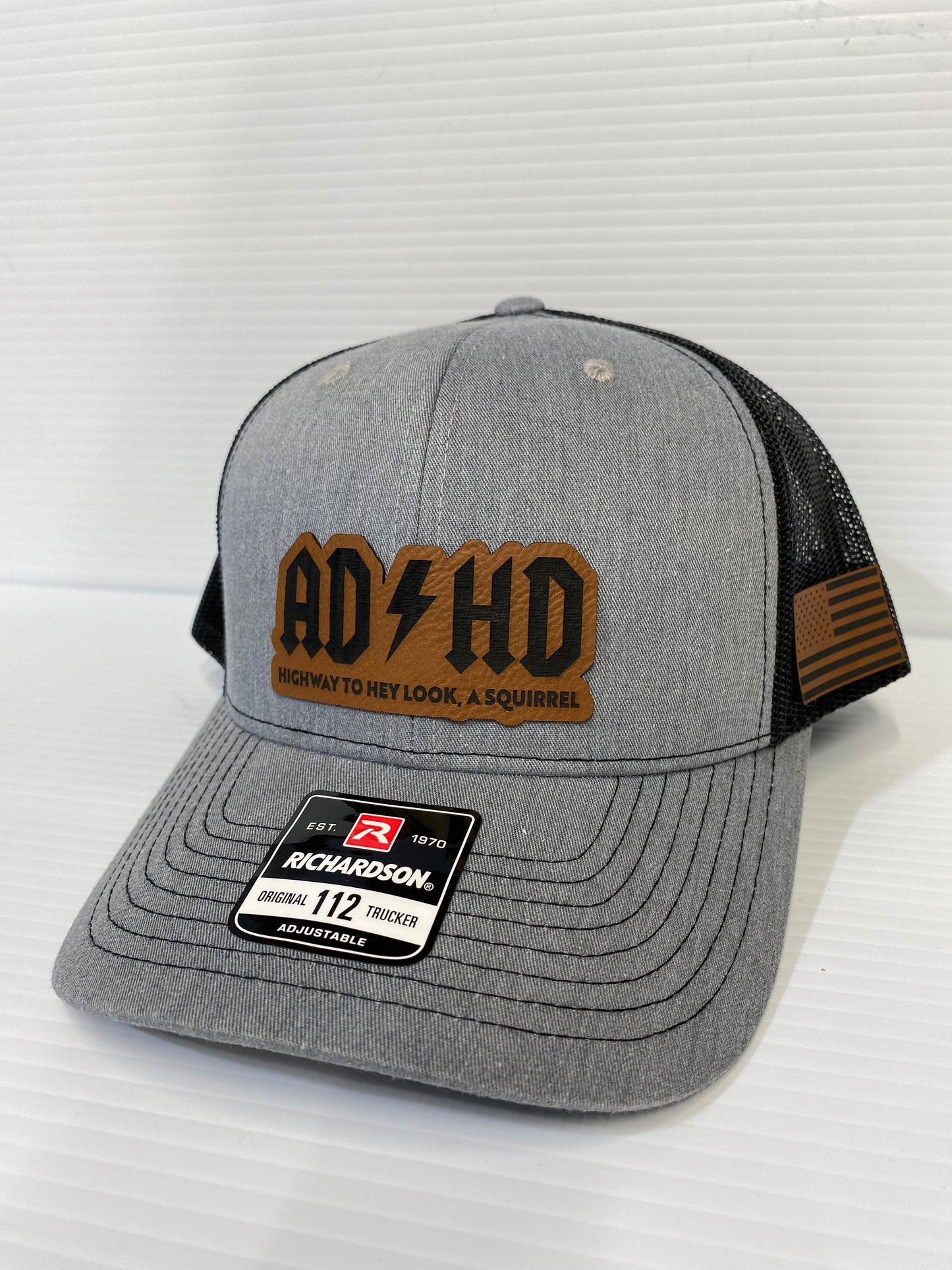 ADHD Hat: Laser Engraved Leather Patch, Richardson 112 Snapback