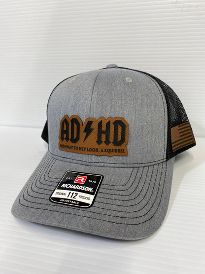 ADHD Hat: Laser Engraved Leather Patch, Richardson 112 Snapback