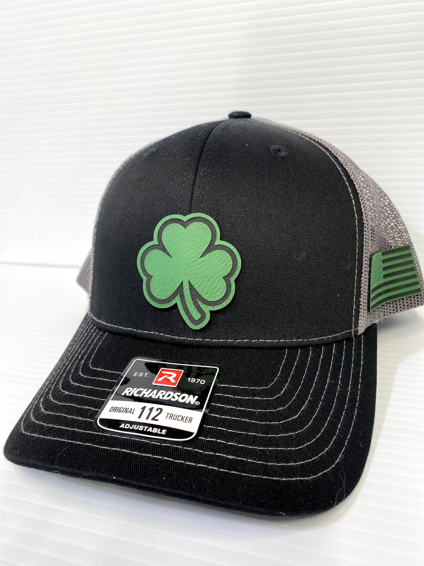 Shamrock Leather Patch Trucker Hat - St. Patrick's Day Irish Baseball Cap