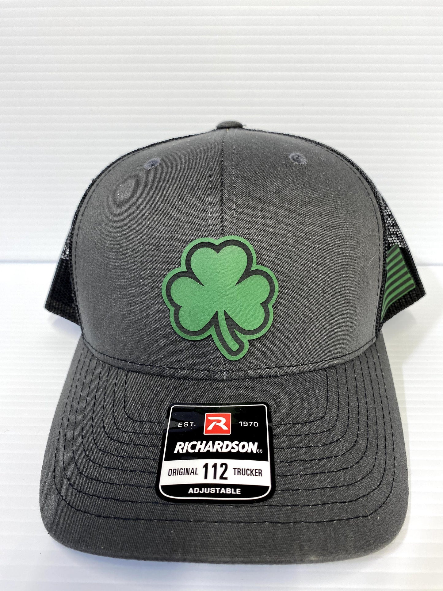 Shamrock Leather Patch Trucker Hat - St. Patrick's Day Irish Baseball Cap