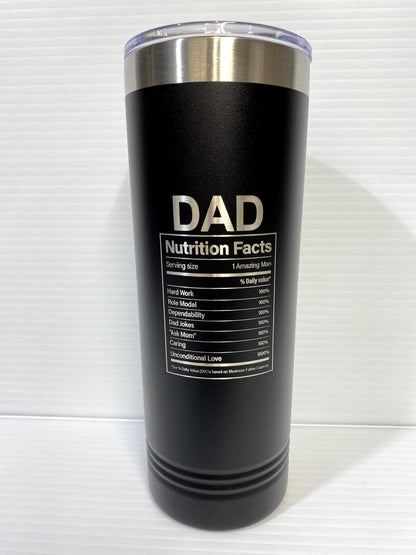 Father's Day Tumbler: Laser Engraved Stainless Steel Insulated 22 oz