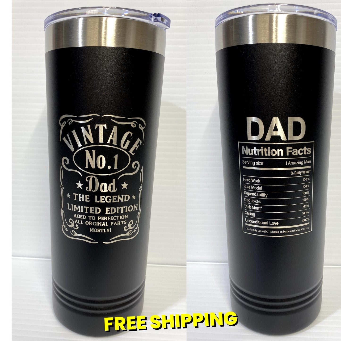 Father's Day Tumbler: Laser Engraved Stainless Steel Insulated 22 oz