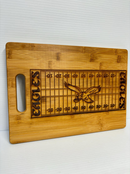 Philadelphia Eagles Bamboo Cutting Board: Laser Engraved Charcuterie Board (13x9)