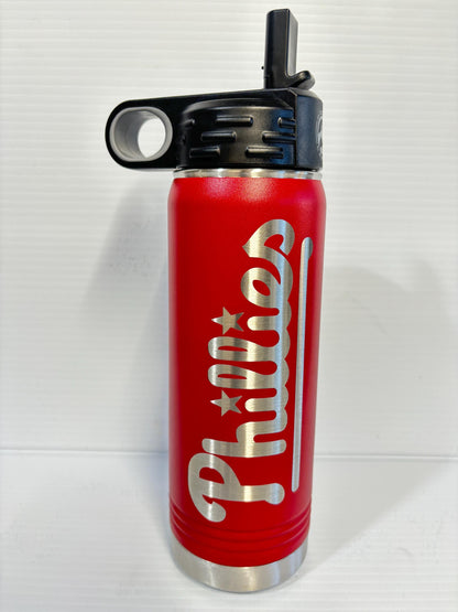 Philadelphia Phillies 20 oz Double Wall Insulated Tumbler Water Bottle (Double Sided)