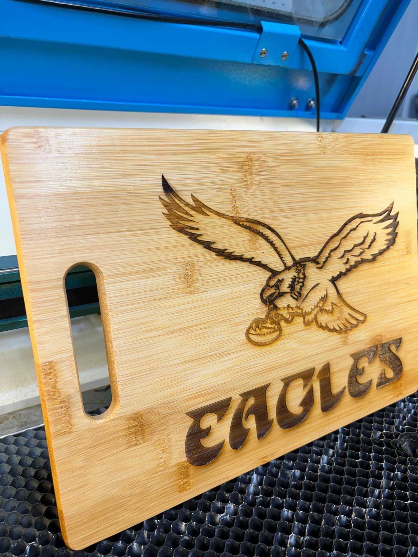 Philadelphia Eagles Bamboo Cutting Board: Laser Engraved Charcuterie Board