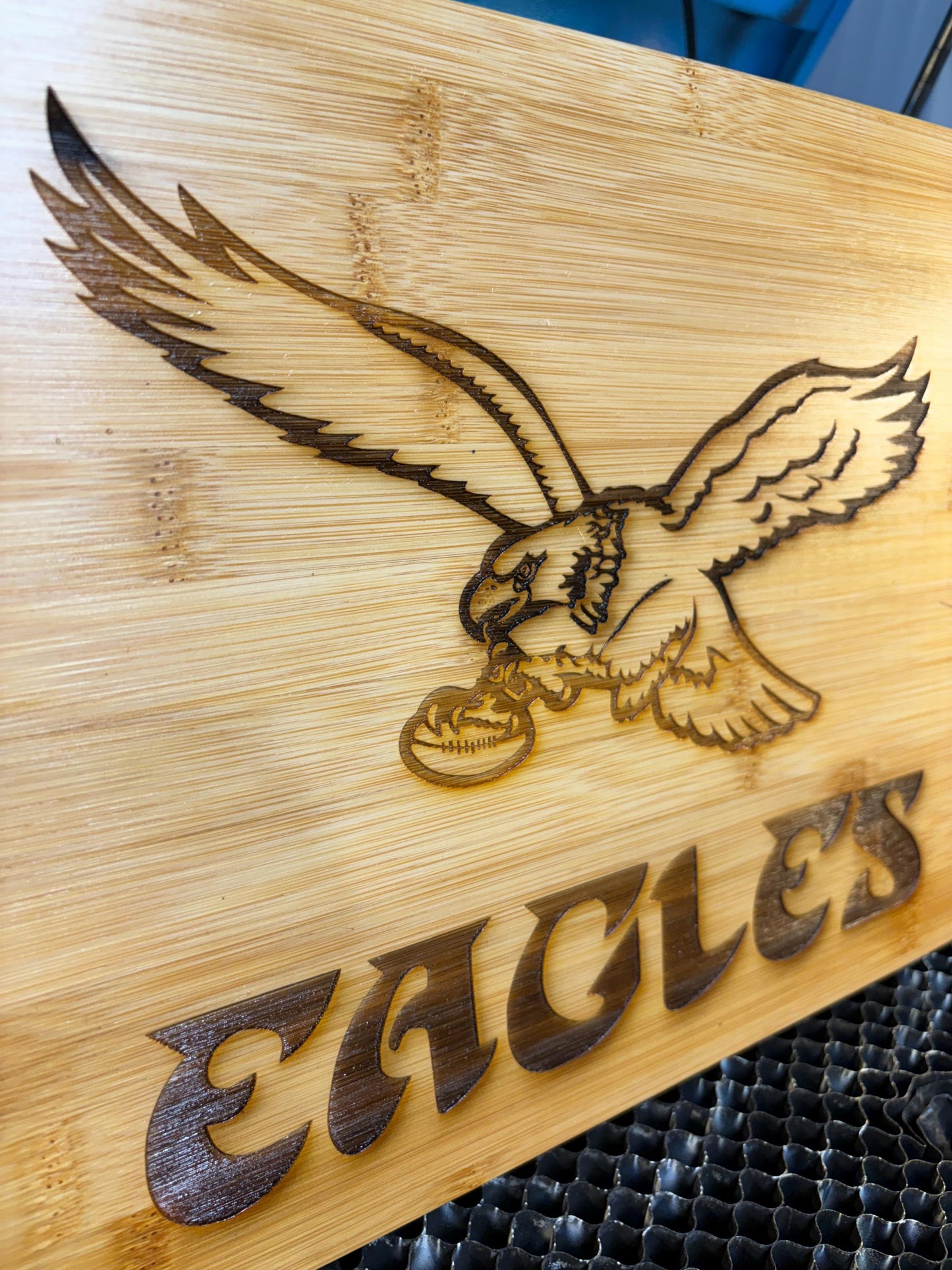 Philadelphia Eagles Bamboo Cutting Board: Laser Engraved Charcuterie Board