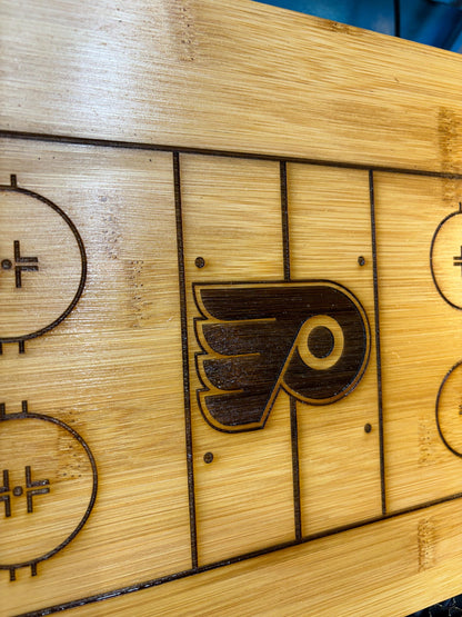 Philadelphia Flyers Bamboo Cutting Board: Laser Engraved Charcuterie Board (13x9)
