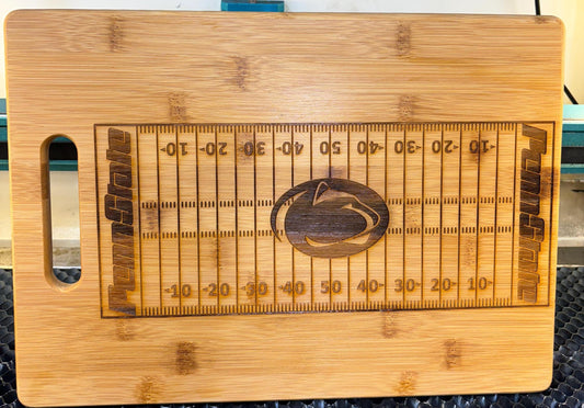 Laser Engraved Penn State Bamboo Cutting Board: Charcuterie Board (13x9)