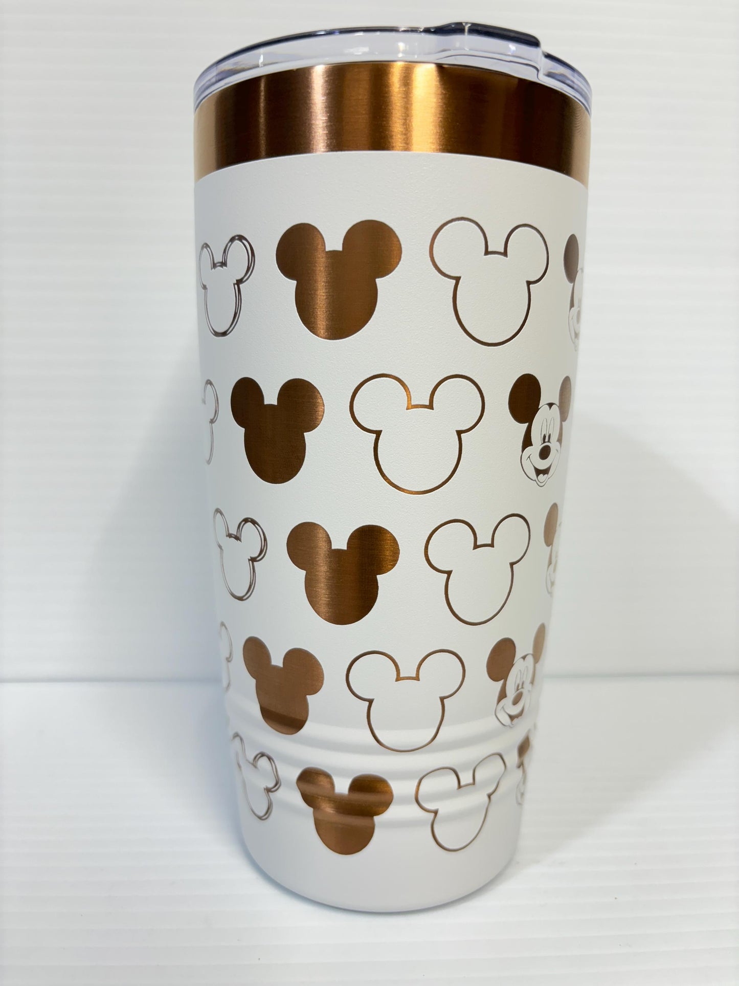 Castle and Character Mouse 20 oz Cup Rose Gold Tumbler with Handle, Disney Character Mouse 20 oz Cup Rose Gold Tumbler