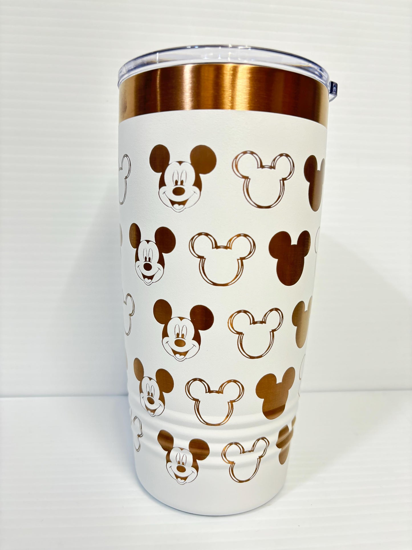 Castle and Character Mouse 20 oz Cup Rose Gold Tumbler with Handle, Disney Character Mouse 20 oz Cup Rose Gold Tumbler