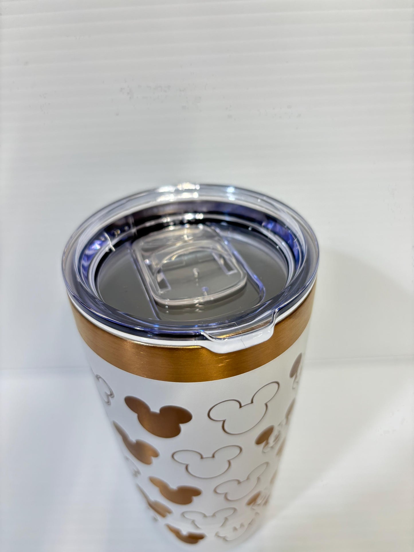 Castle and Character Mouse 20 oz Cup Rose Gold Tumbler with Handle, Disney Character Mouse 20 oz Cup Rose Gold Tumbler