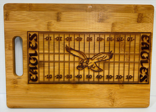 Philadelphia Eagles Bamboo Cutting Board: Laser Engraved Charcuterie Board (13x9)