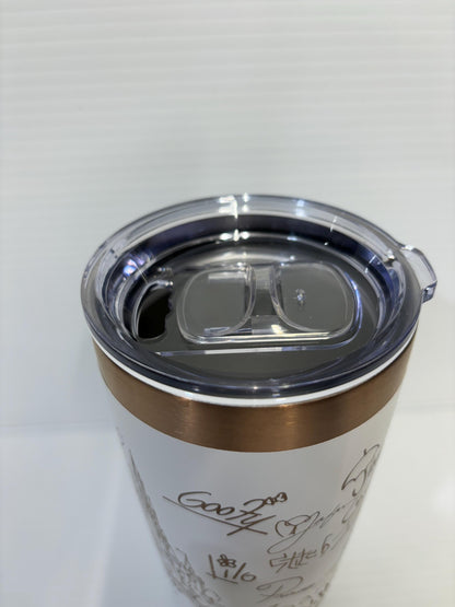 Castle and Characters Signature 20 oz Rose Gold Cup Tumbler with Handle, Disney Characters 20 oz Cup Tumbler, Laser Engrave Signature Cup
