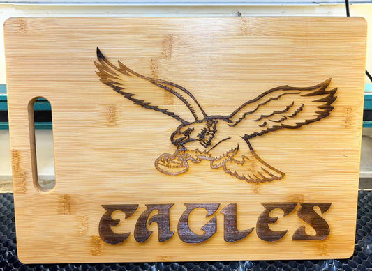 Philadelphia Eagles Bamboo Cutting Board: Laser Engraved Charcuterie Board