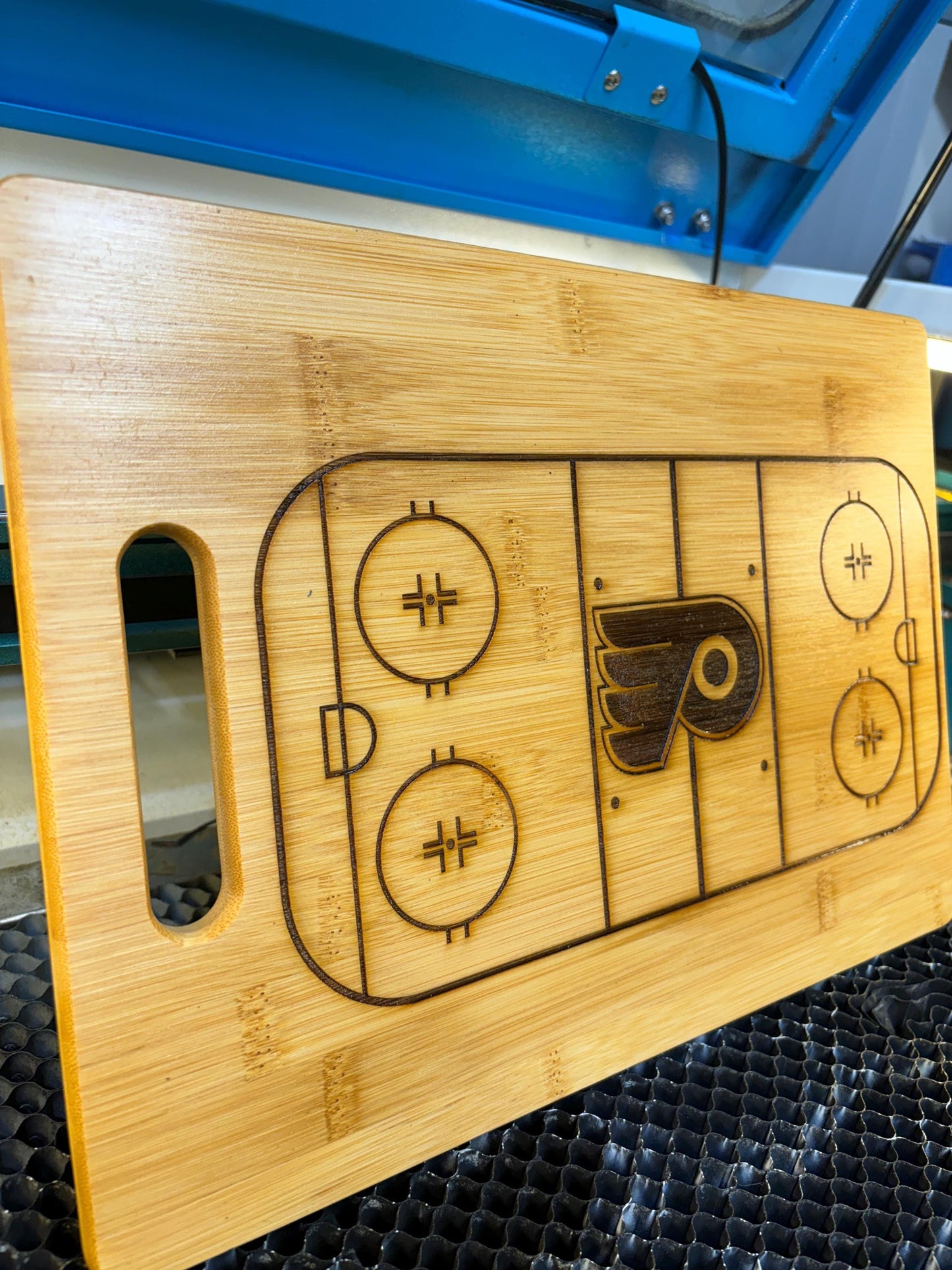Philadelphia Flyers Bamboo Cutting Board: Laser Engraved Charcuterie Board (13x9)