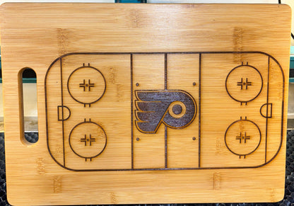 Philadelphia Flyers Bamboo Cutting Board: Laser Engraved Charcuterie Board (13x9)
