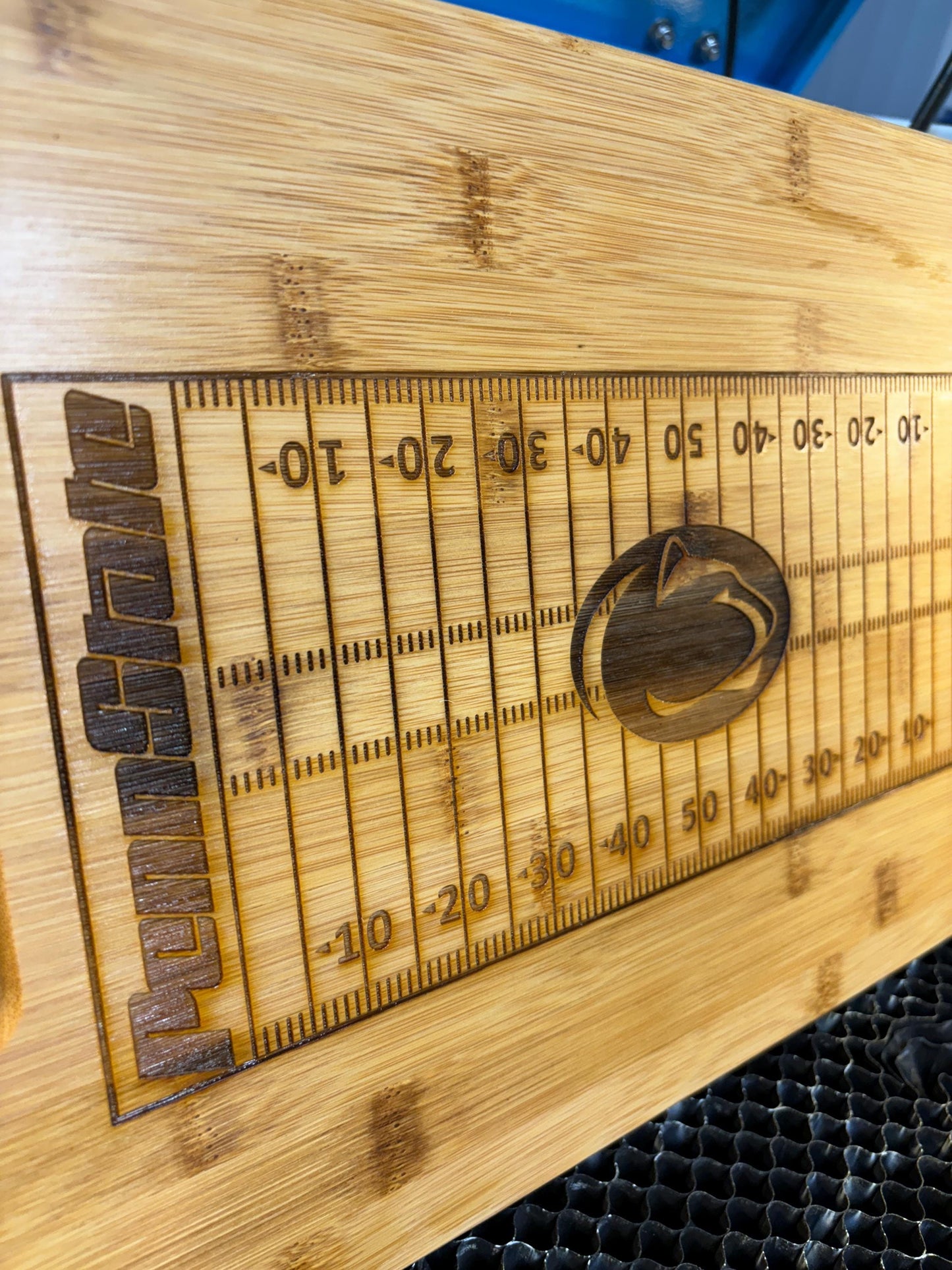 Laser Engraved Penn State Bamboo Cutting Board: Charcuterie Board (13x9)