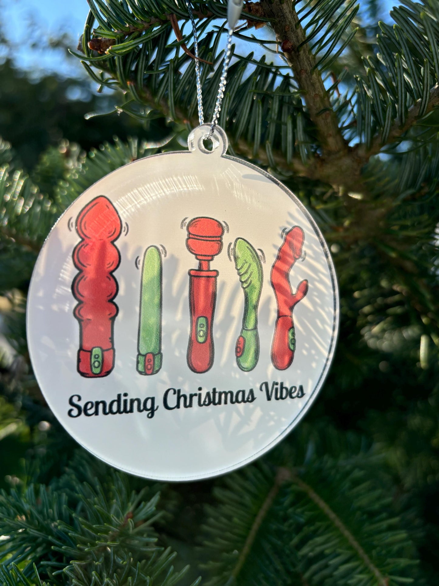 Sending Christmas Vibes Ornament: Funny Adult Humor Gift